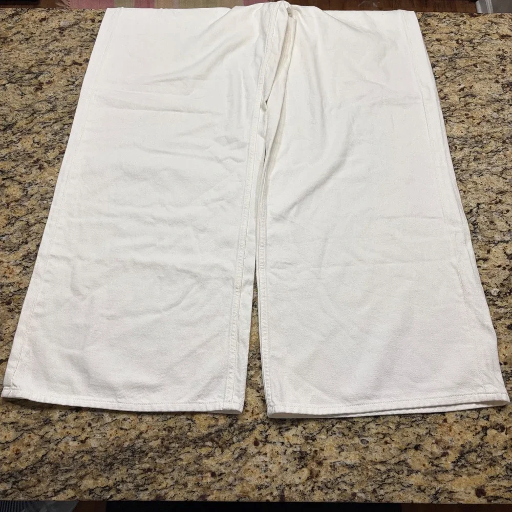 NEW Gap Womens High Rise Wide Leg Jeans Off White Cream Denim Size 33 16 Tall ws
